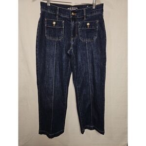 Blue Revival Patch Pocket Mid Rise Recycled Wide Leg Crop 29" Jean